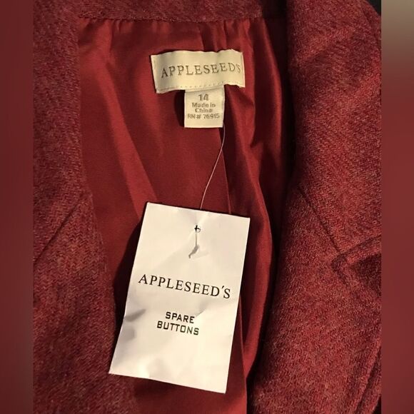 APPLESEED’S Red Wool Button Blazer Coat Jacket - 14 - New without tags - Picture 12 of 12